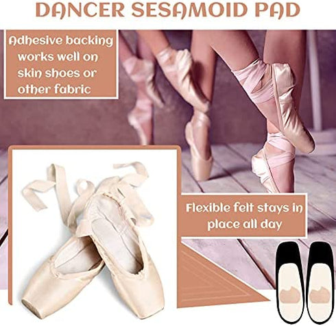 SATINIOR 24 Pieces Foot Pads for Dancer Sesamoiditis Pads for Ball of feet Pain Felt Forefoot Cushion Pads Self-Adhesive Foot Cushion Pads for Men Women Dancing Pain Relief (Beige)